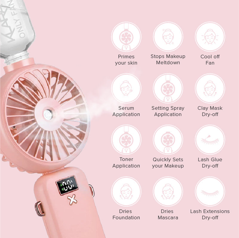 Only Fan , Skin Care ,Makeup & Prime Setting Fan With Setting Spray - Klara Cosmetics